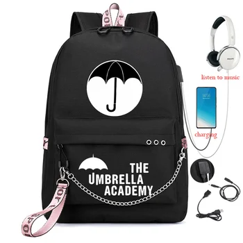 Umbrela academiei USB Rucsac Femei Bărbați Adolescent Sac de Școală Femei USB Travel Rucsac Mare Mochila Escolar Cu Lanț