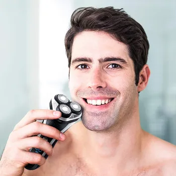 Umed uscat display digital aparat de ras electric facial electric de ras pentru bărbați cu barbă mașină de ras rotativ reîncărcabilă 100-240v
