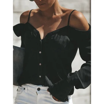 Umeko Noi de Vara Moda pentru Femei V-Neck Bluza Eleganta de Pe Umăr tricouri Femei Chiffon Crop Top pe Plajă Teuri Haine Vintage