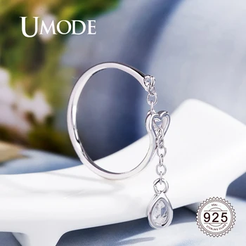 UMODE Waterdrop Argint 925 Inele pentru Femei Deschide Reglabil S925 Inele de Moda Petrecere de Nunta Bijuterii Accesorii LR0742