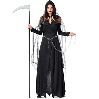 Umorden Femei Lady Moartea Cu Coasa Fantomă Înfricoșător Demon Costum De Halloween Purim Party Cosplay Dress
