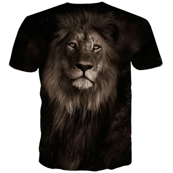UNEY Bărbați Animal Graphic Shirt NE Dimensiune T-shirt Leu Imprimare Tricouri Topuri Negre