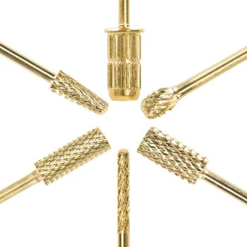 Unghii Set burghie Aur Carbură de Nail Art Pic Instrumente Cu Cazul de Stocare(1 Set De 6 buc Fine burghie)