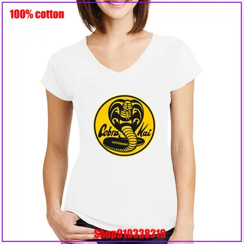 Unic de Îmbrăcăminte Cobra Kai emblema de Aur V gât T Camasi Femei Sarpe T-shirt ' 90 Grafic Tricou Top Teuri de sex Feminin mâneci scurte