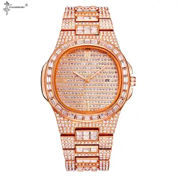 Unic Nou Brand De Lux Patek Ceas La Modă Bărbați Femei De Moda Ceas De Argint Ceas De Cuarț Pe Deplin De Diamante De Gheață Afară Ceasuri Bune