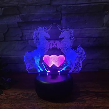 Unicorn 3D Touch Lumina de Noapte Colorate Drăguț usb led Lampa de Masa Copil Ziua de nastere Vacanță Prietena Kawaii Cadou Somn Copil de Iluminat