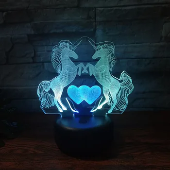 Unicorn 3D Touch Lumina de Noapte Colorate Drăguț usb led Lampa de Masa Copil Ziua de nastere Vacanță Prietena Kawaii Cadou Somn Copil de Iluminat