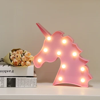 Unicorn Cap de Animal 3D Lămpi de Perete Decor Acasă Lumina de Noapte Pentru Copii, Camere Baterie Lampă de Plastic Petrecere Lumină