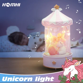 Unicorn lumina de noapte caseta de muzică Drăguț cal lampa decor dormitor copil prieten de ziua Recunostintei fata de Crăciun cadou de ziua de nastere