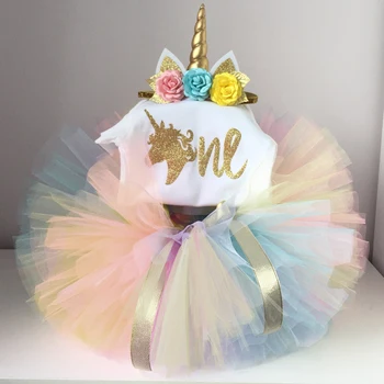Unicorn Rochii De Partid Pentru Un An A Copilului Fata De Ziua Costume Fete Nou-Născuți Zbura Haine Cu Maneci Summer Infant Botez Rochii
