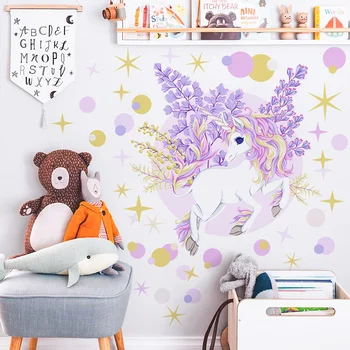 Unicorni drăguț Autocolante Stele Inima Autocolante de Perete pentru Camera Copii Stil Nordic Living Decor DIY Acasă copilul Decalcomanii de Perete Autocolant