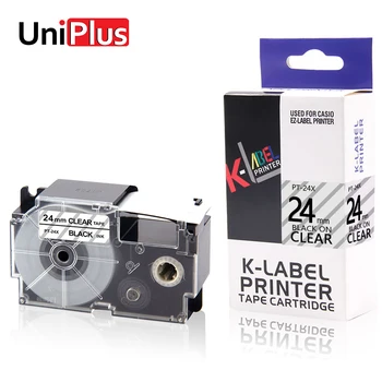 UniPlus XR-24X Label Maker Compatibil pentru Casio EZ Seria EL-700 DE EL-5000W Negru pe Cer 24mm*8m Puternic Adezive Benzi
