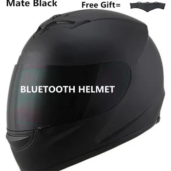 Unisex-Adult Full-Față Stil Bluetooth Integrat Casca Motocicleta cu Grafic (Negru Mat, MICI)