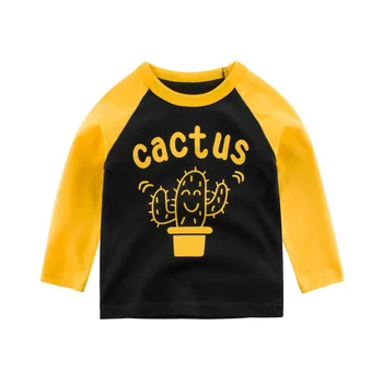 Unisex Copilul e Băiat Fată T-shirt Bumbac Desene animate Toamna Haine pentru Copii Cactus Dungă de Capsuni Topuri cu Maneci Lungi O-gât Print T Shirt