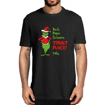 Unisex din Bumbac Tricouri Grinch Rock Foarfece de Hârtie Gât Pumn Câștig de Cadouri de Crăciun pentru Bărbați Bumbac T-Shirt Femei Top Tee