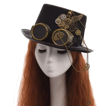 Unisex Gotic Pălărie Craniu Aripi De Ochelari, Pălărie Vintage Stilul Steampunk Petrecere Pălării Negre