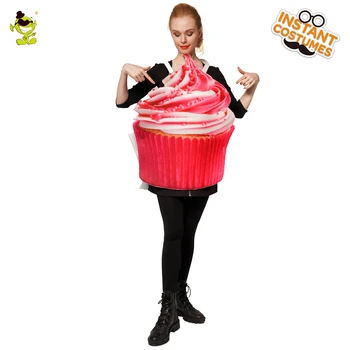 Unisex Ice Cream Cupcake Salopeta cu Dublă față-Verso Capsuni si Vanilie Prajitura Costume pentru Carnaval, Cosplay Petrecere Fancy Set