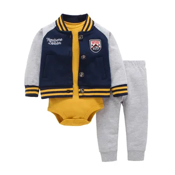 UNISEX NOU-născuți HAINE cu maneci lungi stripe coat bodysuit, pant 3PCS infant toddler set de bumbac 6-24 LUNI copilul băiat haine de fata