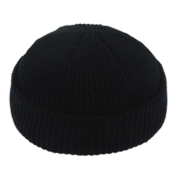 Unisex Pălărie de Iarnă Caldă Scurt Beanie Casual Culoare Solidă Skullcap Largi pentru Bărbați Adulți Căciulă Beanie Hat cu Nervuri Tricotate Pălării Încătușat