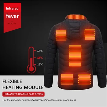 Unisex Încălzit Jachete de Căldură Haina USB Electrice, Termice Îmbrăcăminte haina Infraroșu 8 Zone de Încălzire cu Capișon Jachete în aer liber Încălzită, Vesta