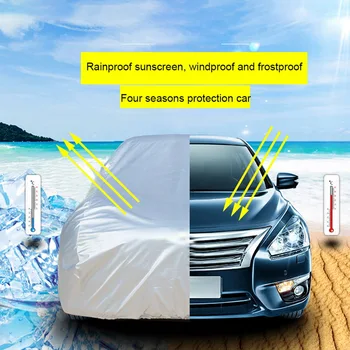 Universal Auto Complet Acoperă Windproof Impermeabile Auto Umbra Acoperi Lumina de Argint Marimea S-XXL Mașină în aer liber Protector de Acoperire