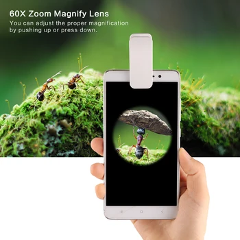 Universal Telefon Mobil Microscop cu Obiectiv Macro 60X Zoom Optic Lupa Micro Camera video Clip LED Lentile Pentru iPhone SE 5S 6S Plus