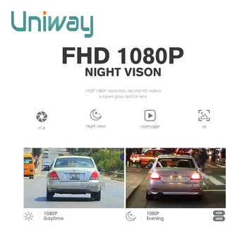 Uniway Masina DVR Auto Camera WiFi 1080P FHD Viziune de Noapte Dash Camera 170 de Grade Unghi Larg ascunse dvr-Digital Video Recorder