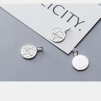 UQBing Bijoux 14MM Rotund Monede Gravate Arcul Și Săgeata Stele Sterling Silver Farmece Pentru Femei Bijuterii DIY Concluziile