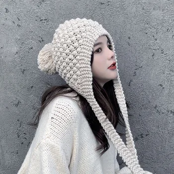 Ureche de protecție căciulă de lână copii toamna și iarna cald Japonez Baotou tricotate pălărie chaolei Feng pălărie versiunea coreeană