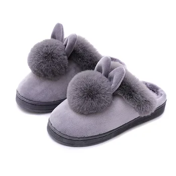 Urechi Lungi Minge De Bumbac Papuci Femei Iarna Cald Podea De Lemn Non-Alunecare De Îngroșare Pantofi Femei Interioară Caldă Acasă Papuci