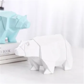 Urs Polar Geometrice Pusculita Statui De Animale Banii Băncilor Figurine De Rasina Art&Craft Copii Cadou Jucărie Decor Acasă A1585