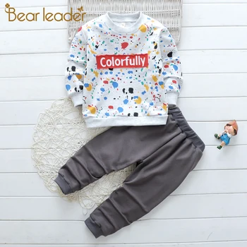 Ursul Lider de Moda baietel de Îmbrăcăminte Set Litera T-Shirt, Pantaloni 2 BUC 2021 Noi Toddler Boys Primavara Toamna Uza de Imprimare 2 6 An