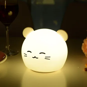 Ursul Pisică, Câine, Porc Panda Lumină de veghe LED cu Senzor Tactil Colorat Timer USB Reîncărcabilă Silicon Lampă pentru Copii, Copii, Copil Cadou