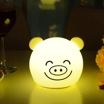 Ursul Pisică, Câine, Porc Panda Lumină de veghe LED cu Senzor Tactil Colorat Timer USB Reîncărcabilă Silicon Lampă pentru Copii, Copii, Copil Cadou