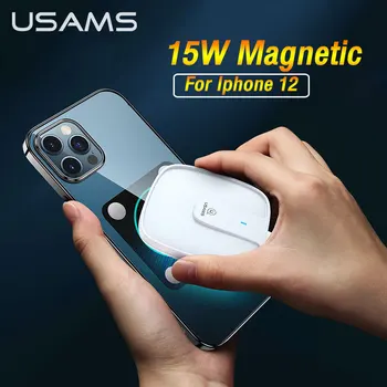 USAMS Magnetic Wireless Încărcător Pentru iPhone 12 Pro Max Magsafe de Încărcare Rapidă Pentru Xiaomi Samsung Rapid de Încărcare de Andocare Ultra Subțire