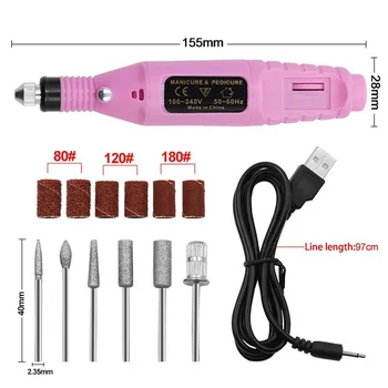 USB 100V-240V Mini Electric Gravură Pen DIY Set de Instrument de Putere Accesorii Kit pentru Manichiura lac de Unghii pentru a elimina pielea moarta