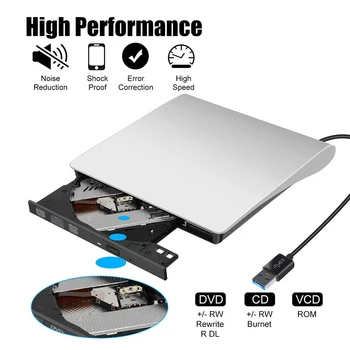 USB 3.0 External DVD-RW Drive CD-DVD Rewriter Arzător Cititor Slim Portable Drive Optic Pentru Asus, Samsung, Acer, Dell Laptop PC HP