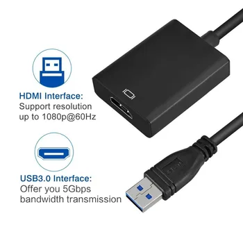 USB 3.0 la HDMI Convertor USB3.0 la HDMI Adaptor Grafic Multi Display Cablu pentru PC, Notebook, Proiector HD 1080P HDTV