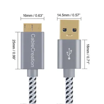 USB 3.0 Micro Cablu Scurt USB 3.0 a la Micro-B Cablu, Compatibil cu Hard Disk Extern, Camera HD, Incarcare Samsung Galaxy S5