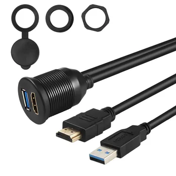 USB 3.0 SI HDMI la HDMI + USB3.0 AUX Prelungire Bord, rezistent la apa Masina de Flush Mount Cablu Pentru Masina Barca si Motociclete