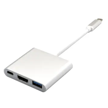 USB 3.1 convertor adaptor de tip c compatibil HDMI / USB 3.0 / Tip C de aluminiu adaptor de tip C pentru Apple Macbook