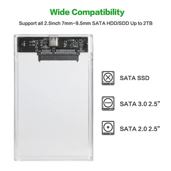 USB 3.1 Tip-C Mobile Hard Disk Suport Cutie 8TB Transparent 2.5 inch SATA HDD SSD Extern Cabina de Caz pentru Laptop PC