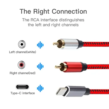 USB de Tip C Mascul la 2 RCA tata Cablu Audio Cablu Adaptor pentru Xiaomi, Huawei Tableta Difuzor Amplificator TV