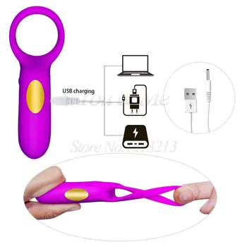 USB de Încărcare cu 10 viteze Vibratoare Inel Prelungi Timpul Penisului Întârziere orgasm Vibratoare Ejaculare Prematura Jucarii Sexuale pentru Barbati Femei