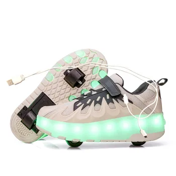 USB de Încărcare de Moda Fete Baieti LED Pantofi de Skate Role Pentru copii Copii Adidasi Roți Două roți