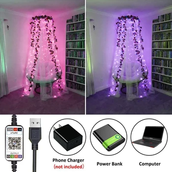 USB LED String Lumină de Control Bluetooth Strada ghirlanda Șir Lampa Impermeabil în aer liber beculețele pentru Pomul de Crăciun Decorare