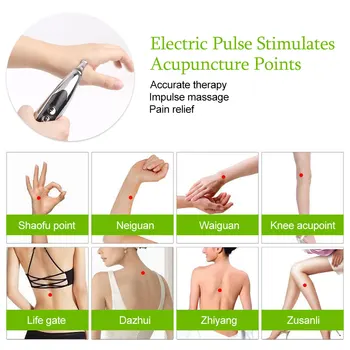 USB Reîncărcabilă Acupunctura Pen Electric Stimulator Muscular 5-Cap de Masaj Pix cu Laser Vindeca Meridian Energie Pen Terapie Relaxa