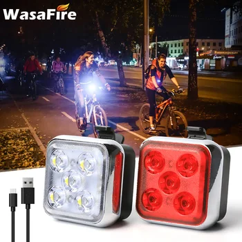 USB Reîncărcabilă Biciclete Lumina LED Biciclete Fata-Spate, Lumini 4 Moduri de Lumina Ciclism Stop Avertizare de Siguranță Casca Rucsac Lampa