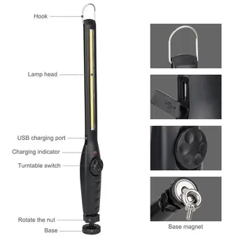 USB Reîncărcabilă COCEAN de porumb a CONDUS Lumina de Lucru Torță de Inspecție Magnetic Lampă Flexibil Lanterna led-uri Auto Styling Tangibil Lumina de Noapte