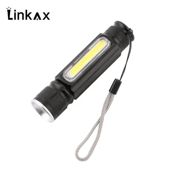 USB Reîncărcabilă Mini T6+COB LED Lanterna 4 Moduri de Zoom la Îndemână LED Flash de Lumină Lanterna Camping Lumina cu Magnet Construit Baterie